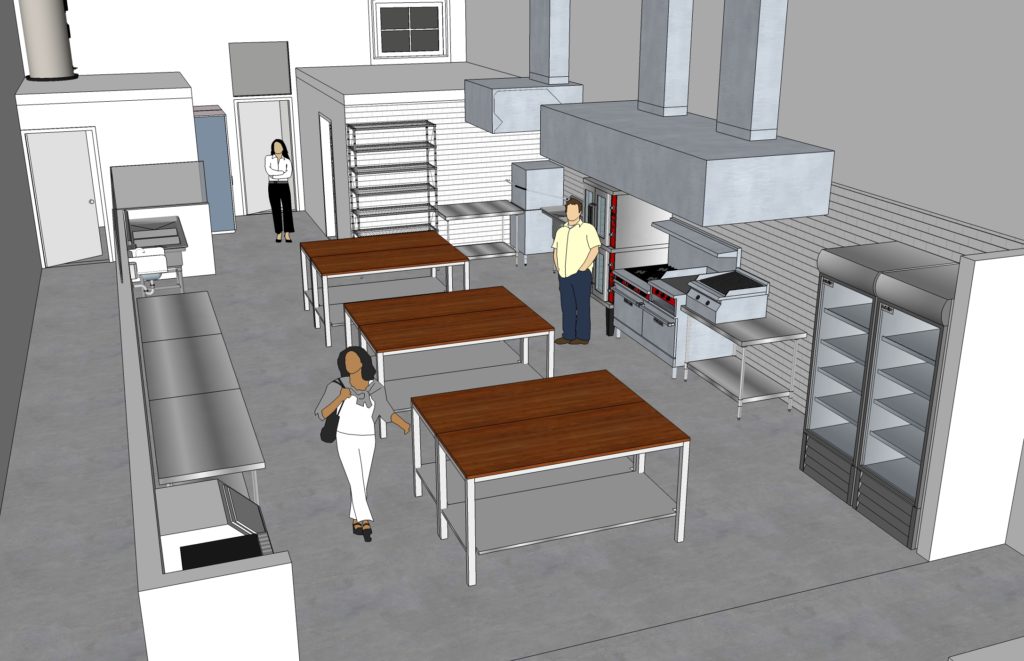 Rendering of the kitchen space