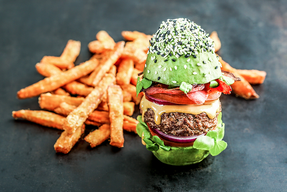 Avocado Burger and food