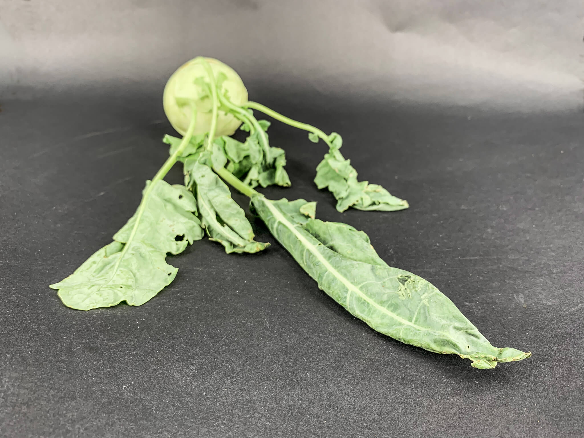 Full use of kohlrabi including peels and leaves.