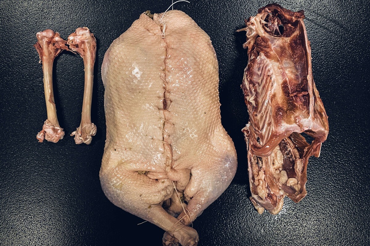 Goose with its bones removed before cooking, speaciality by chef Simon Kolar