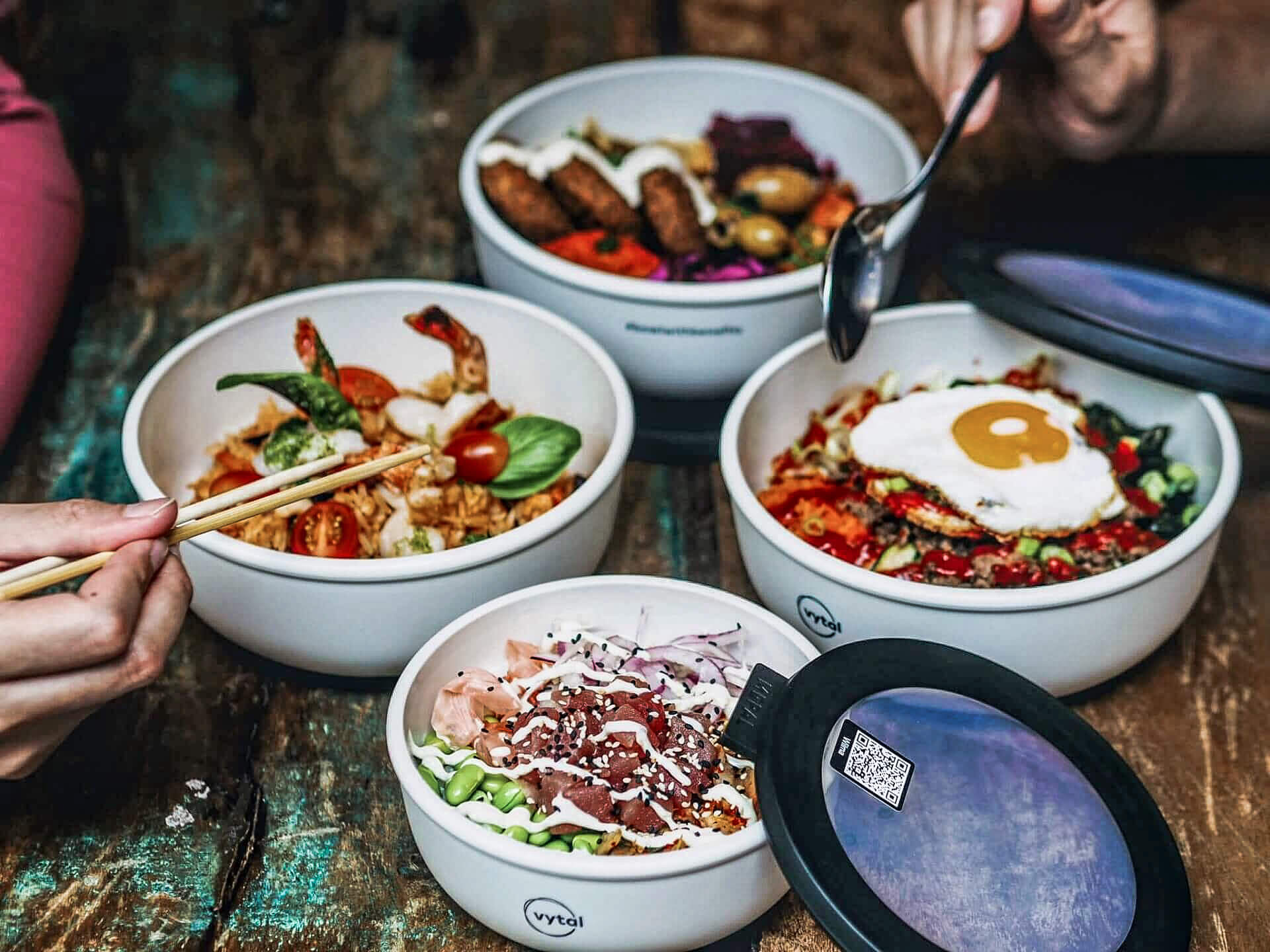 delicious looking different food stored in vytal boxes