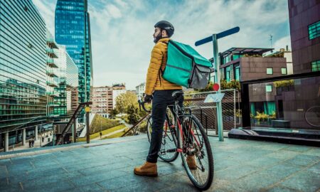 Food Delivery Driver on his bicycle