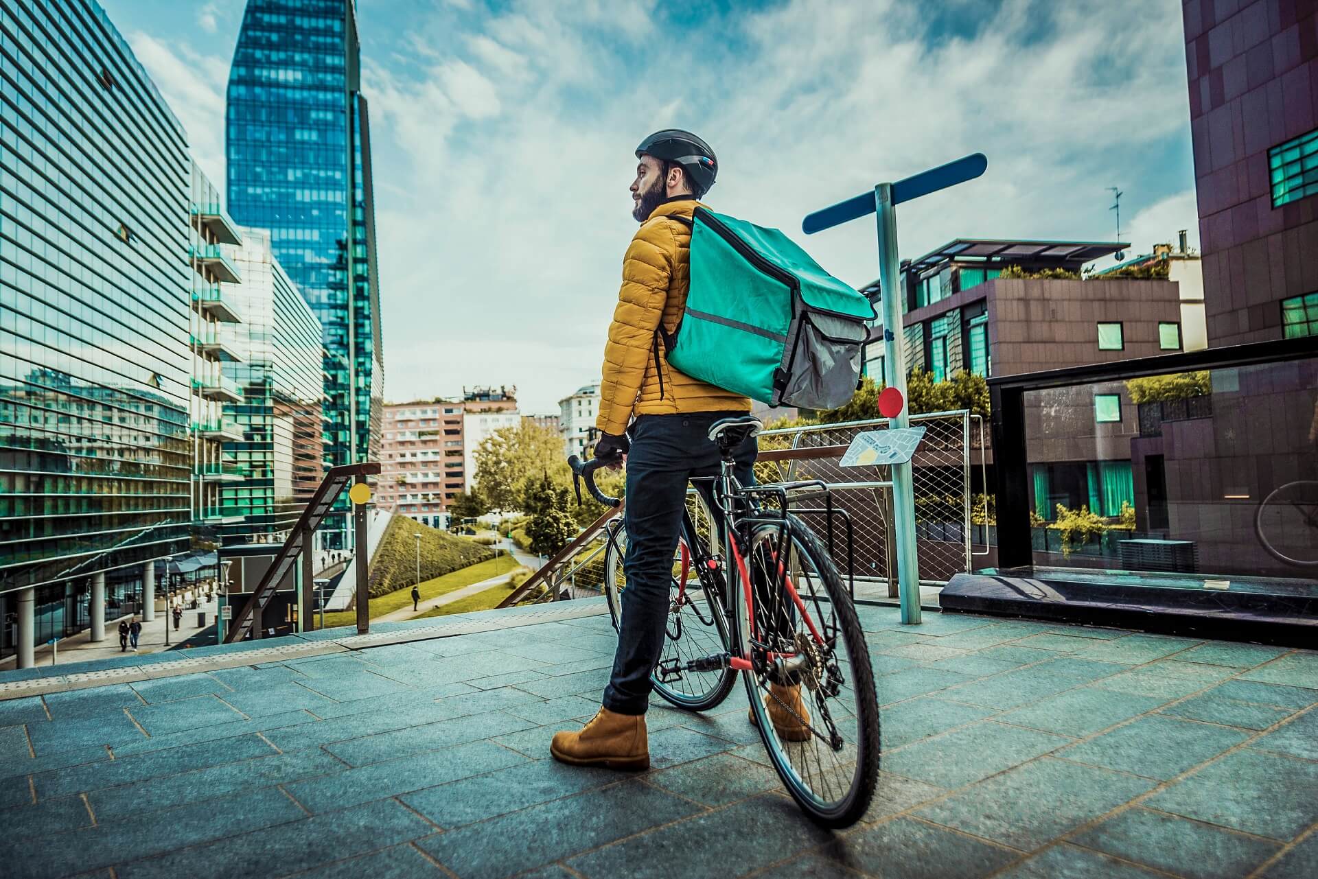 Food Delivery Driver on his bicycle