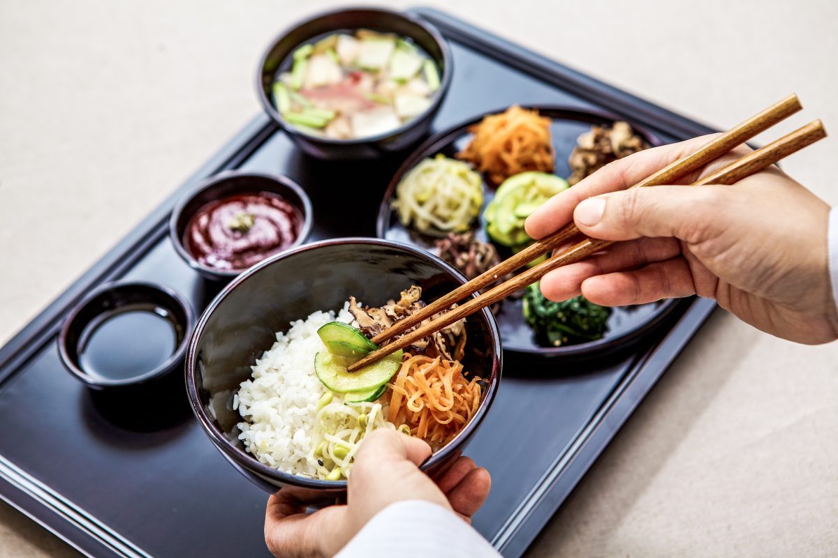 Korean Food prepared and served in a Korean Temple 