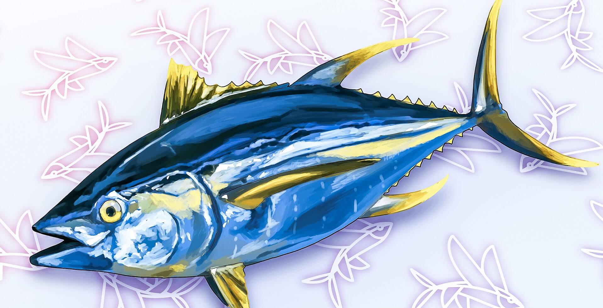 NFT Bild eines blau/gelben Fisches von Flyfish Club