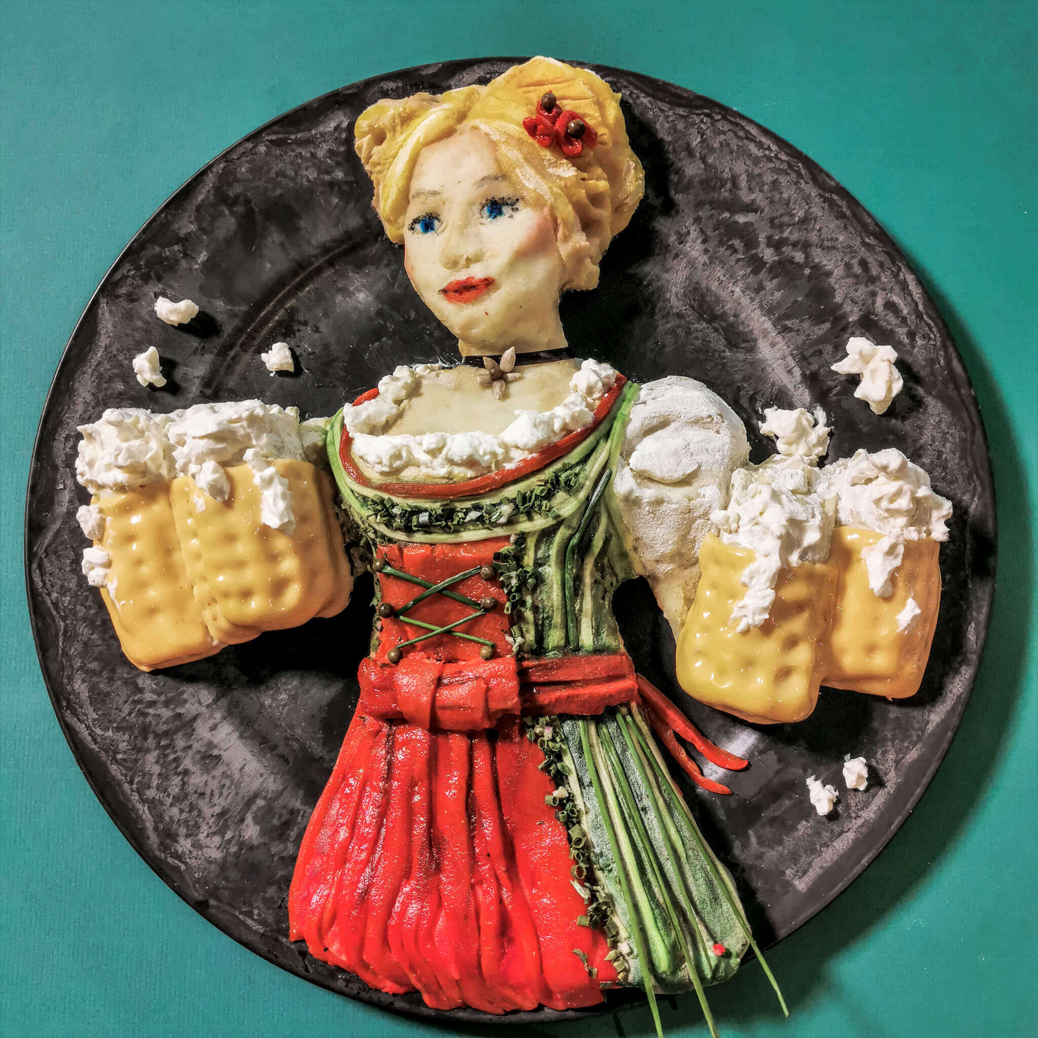 Food art creation by Jolanda Stokkermans with reference to Munich Oktoberfest