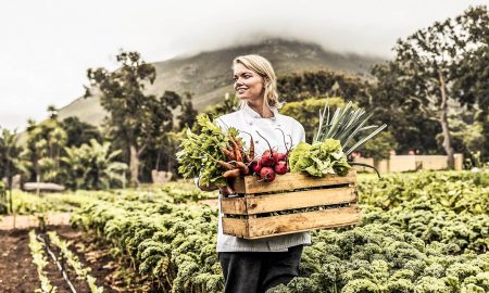 verduras cultivadas de forma sostenible en el campo para luchar contra la cambio climático.