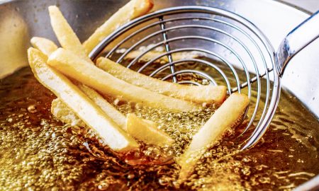 French fries - are put into right temperatured oil