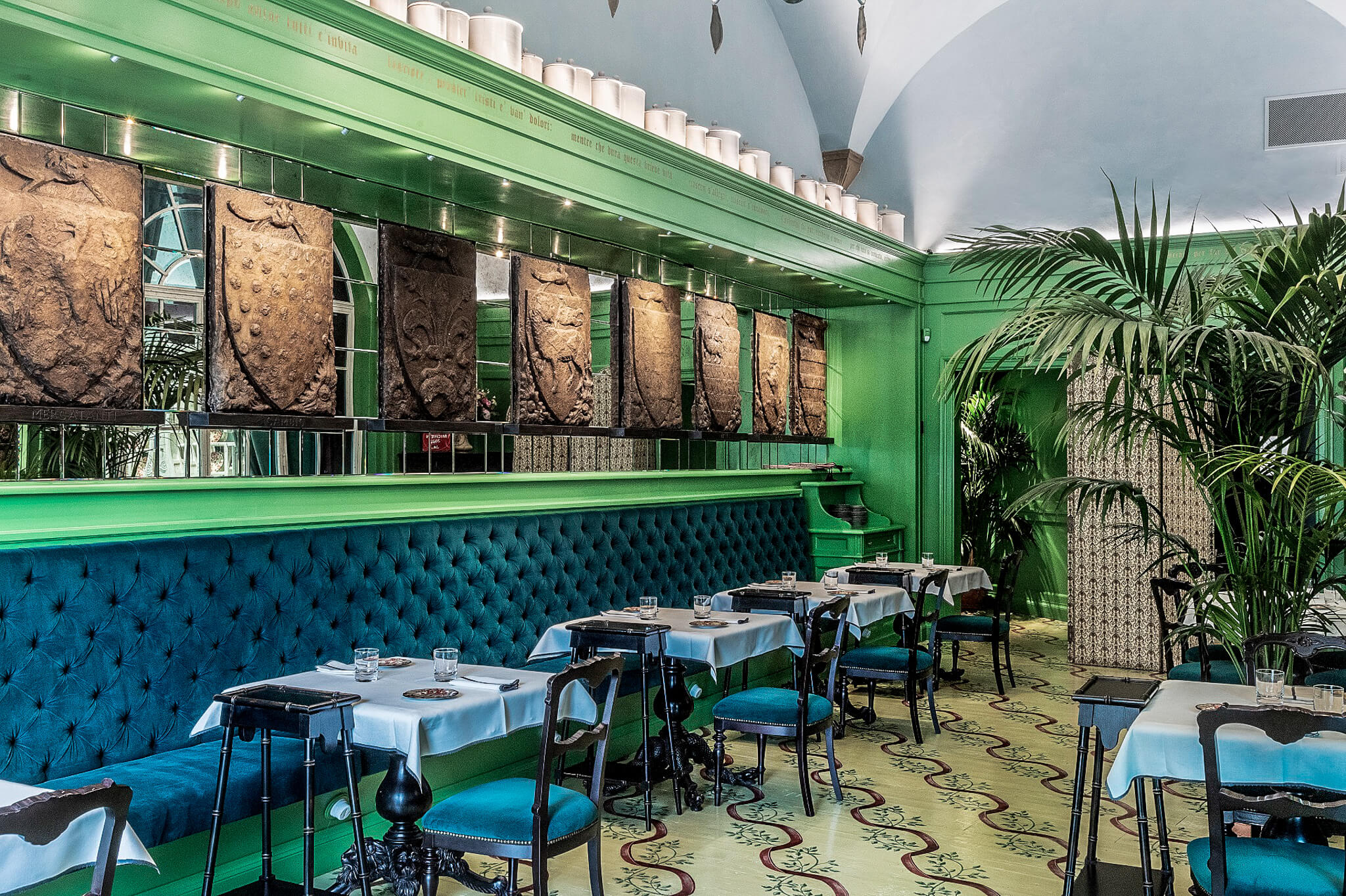 It's a brightly colored, damn chic world you enter when you step through the door into Gucci Osteria today. 