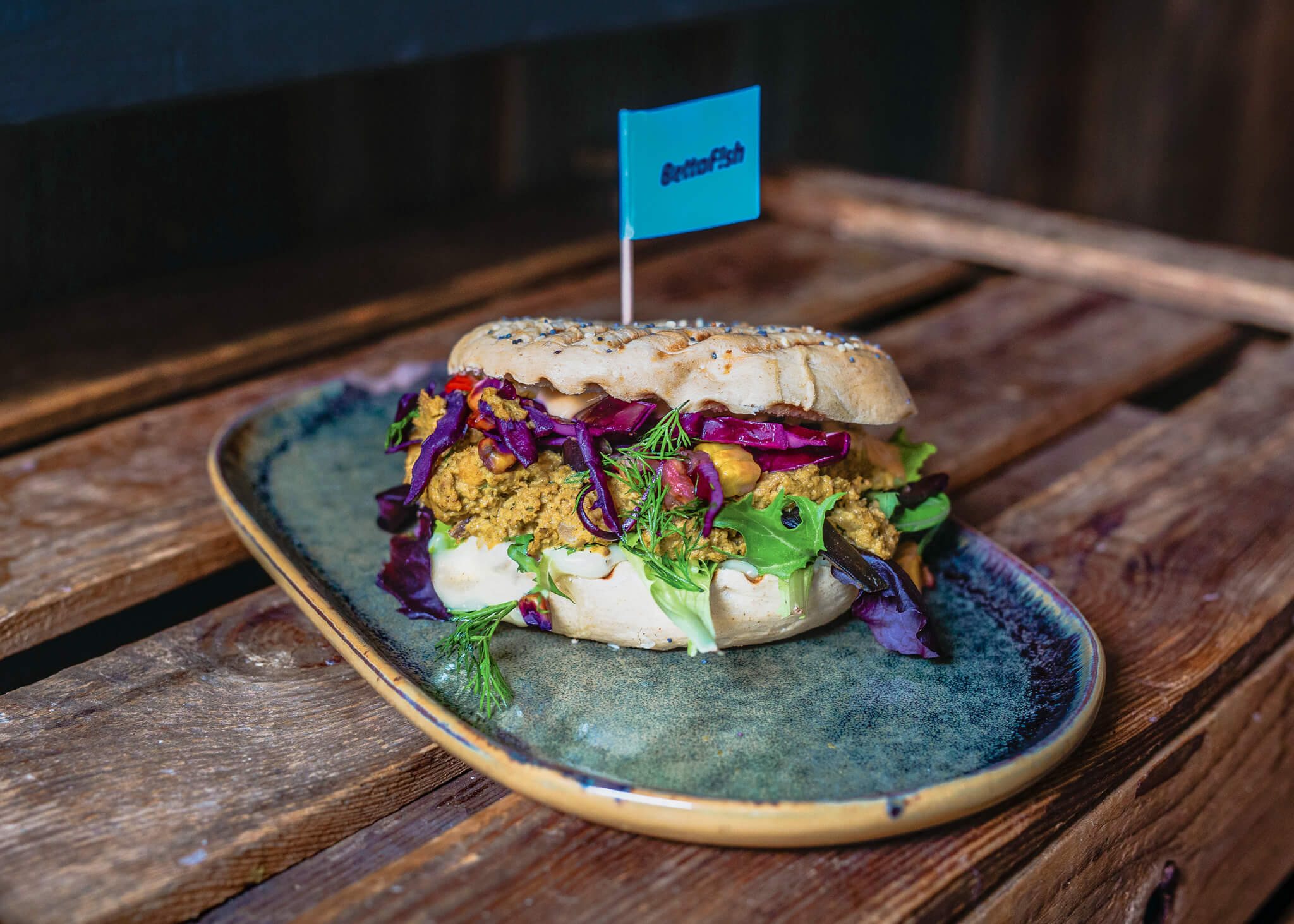 Sustainable plant-based tuna burger