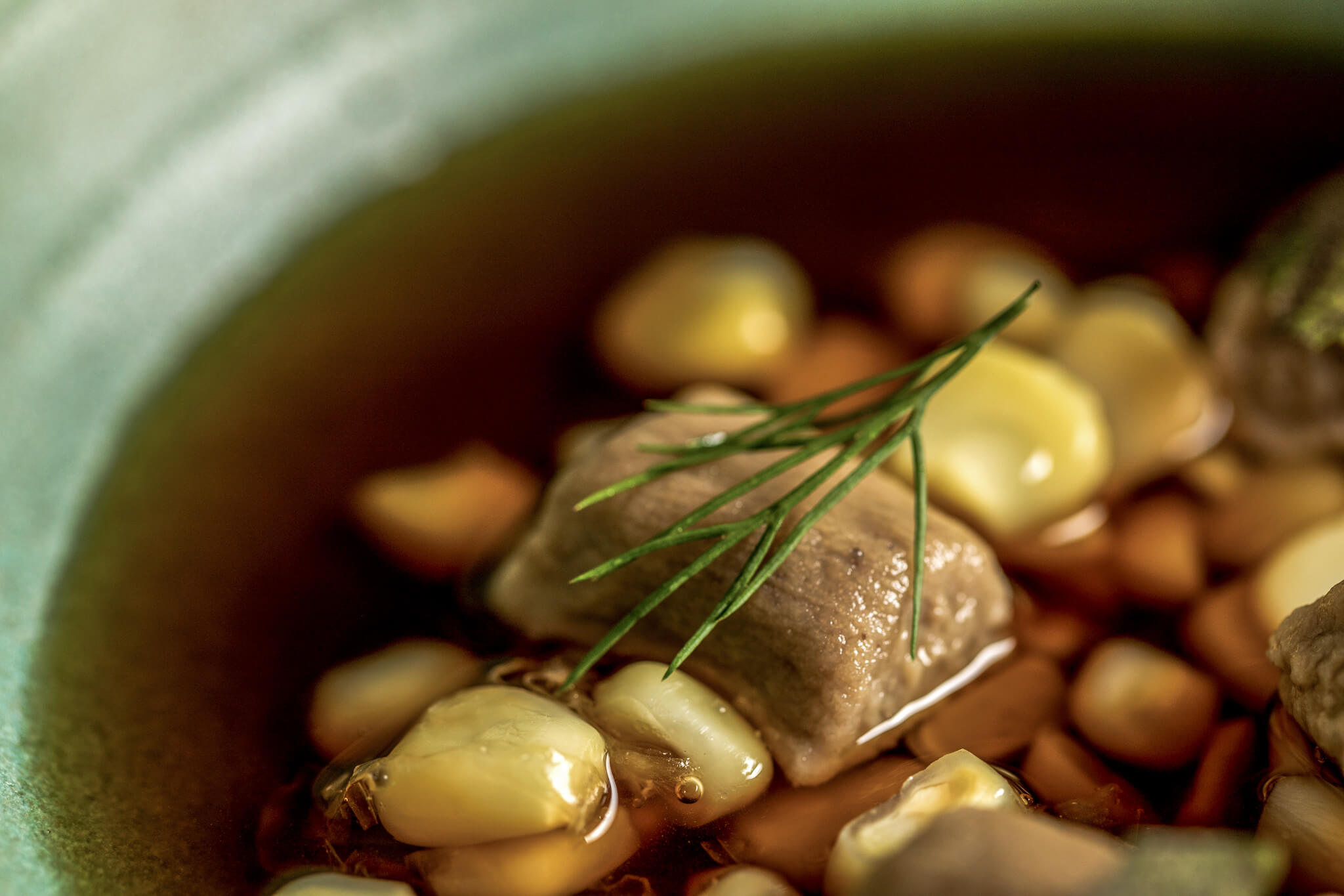 Corn, chicken liver and banana a plate by Buffara