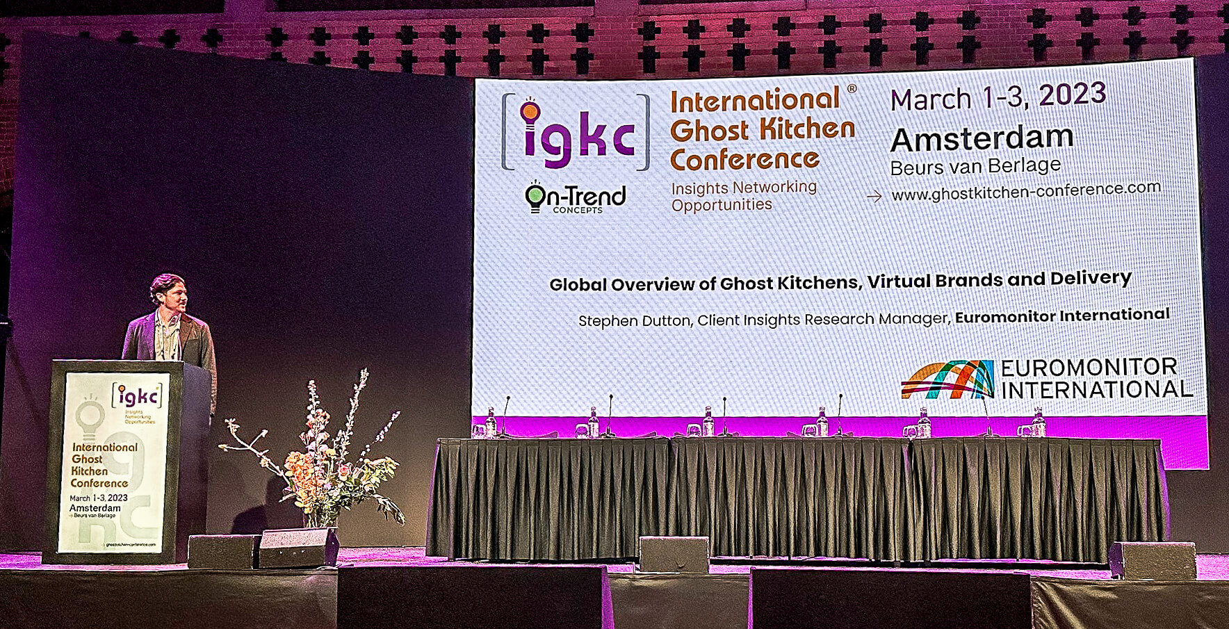 Market Research Expert Stephen Dutton at the IGKC speaking about Virtual Brands, Ghost Kitchens and Meal Delivery