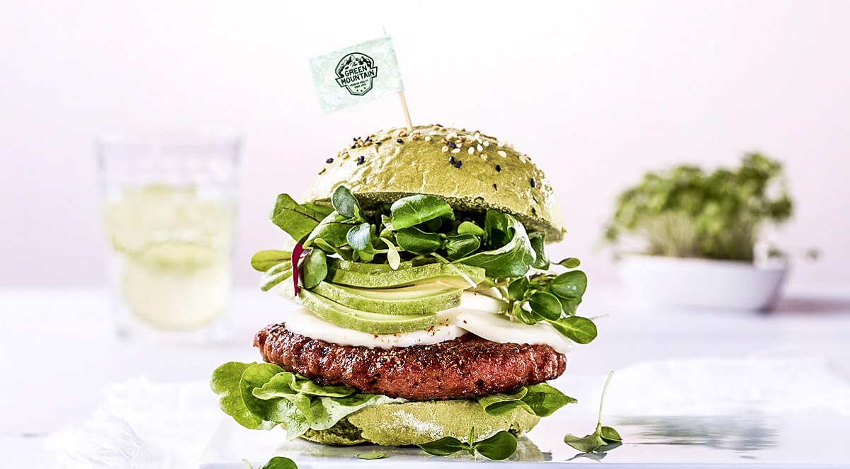 The Green Mountain Burger with the typical flag