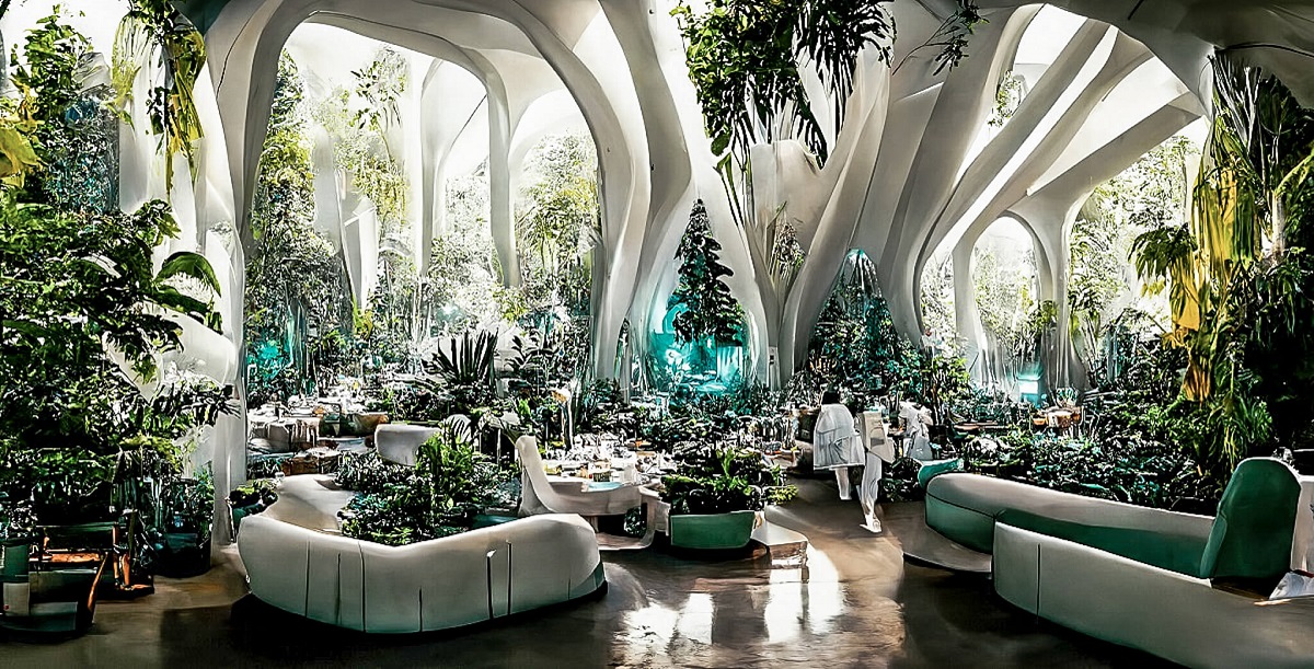 In der Gastronomie der Zukunft ist das Erlebnis wichtig und Restaurants werden zum Beispiel zu einem Indoor Jungle werden
