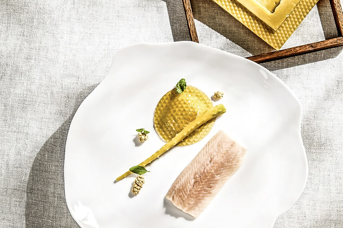Heinz Reitbauer's signature dish char fillet with beeswax