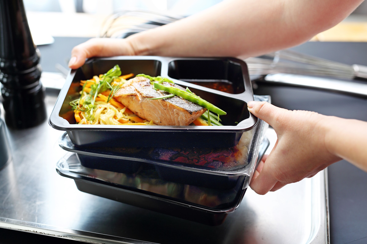 Preparation of catering boxes.
