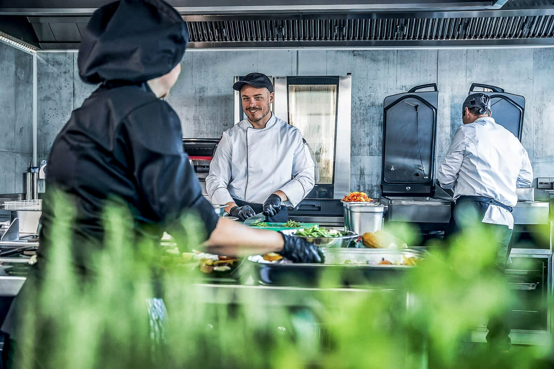 Chefs in a restaurant kitchen