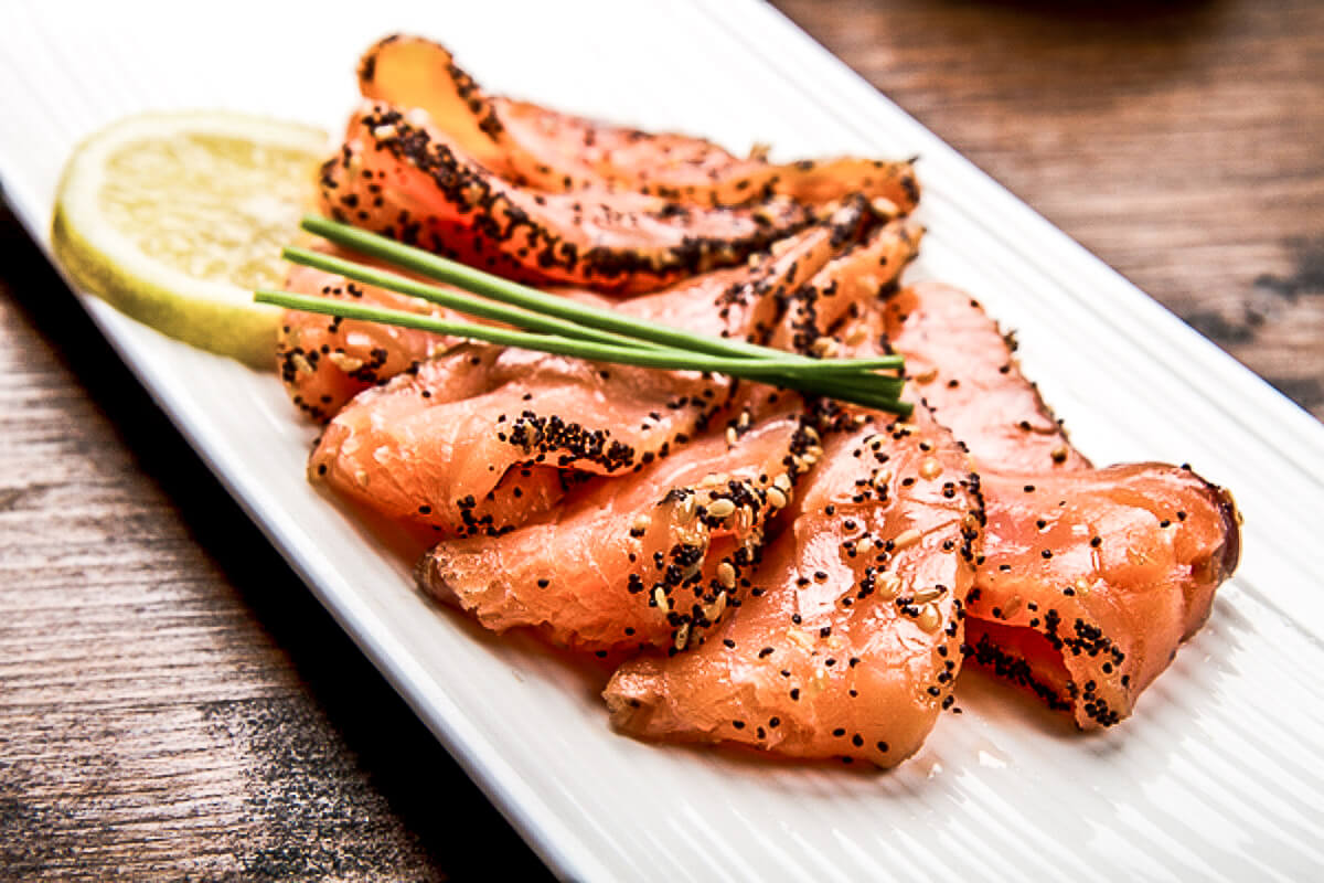 Sliced smoked salmon