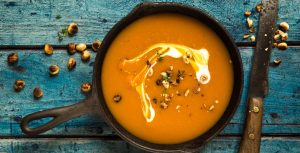 prepared pumpkin soup for Halloween