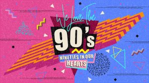 A poster in retro 90s style