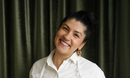 Elif Oskan - Turkish chef in white chef's jacket