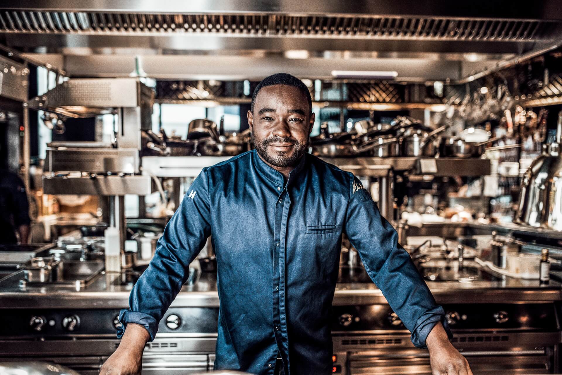 German star chef Neslon Müller in his kitchen.